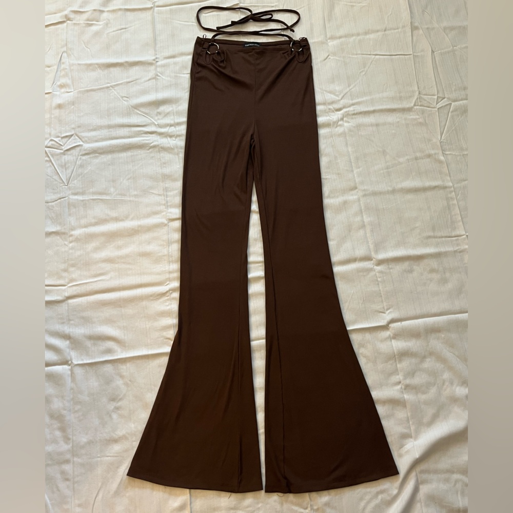 Y2K Style Chocolate Flare Pants by Streetwear Society, Large
